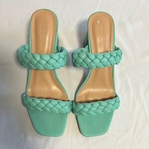 Women's Braided Strap Sandals - Mint Green
